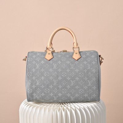 Louis Vuitton – Speedy Soft 30 Monogram Denim Grau/Blau M13344 Replica-Handtasche
