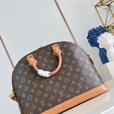 Louis Vuitton - Alma MM Monogram Ostrich Trim Limited Edition Handbag N30049