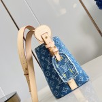  Louis Vuitton M28107 All In BB Bucket Bag in Monogram Denim with Leather Trim