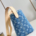  Louis Vuitton M28107 All In BB Bucket Bag in Monogram Denim with Leather Trim