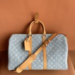 Louis Vuitton Keepall Bandoulière 45 Duffel Bag M25334 in Light Blue Denim