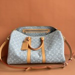 Louis Vuitton Keepall Bandoulière 45 Duffel Bag M25334 in Light Blue Denim