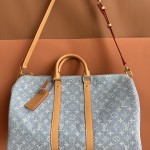 Louis Vuitton Keepall Bandoulière 45 Duffel Bag M25334 in Light Blue Denim