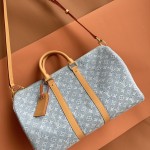 Louis Vuitton Keepall Bandoulière 45 Duffel Bag M25334 in Light Blue Denim