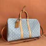 Louis Vuitton Keepall Bandoulière 45 Duffel Bag M25334 in Light Blue Denim
