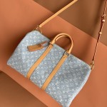 Louis Vuitton Keepall Bandoulière 45 Duffel Bag M25334 in Light Blue Denim