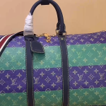 Louis Vuitton Keepall Bandoulière 50 M25900 - Blue-Green Floral Monogram HR Canvas with Rugby Stripes