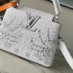 Louis Vuitton Capucines Mini Handbag from the Extraordinary Collection with Embroidered Sequin Floral Design and Gold-Tone Hardware